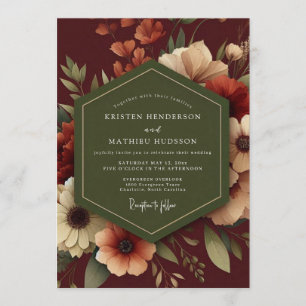 Invitation Mariage Automnal Cranberry et Sauge