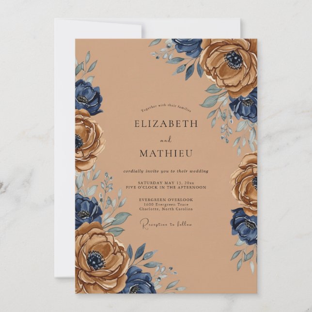 Invitation Mariage Automnal Cuivre Poli (Devant)