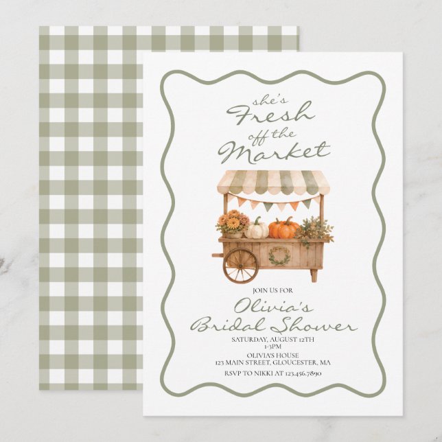 Invitation Mariage automnal de citrouille Fraîchement cueilli (Devant / Derrière)