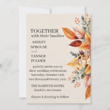Mariage Automnal de Feuilles de Tombe Élégant