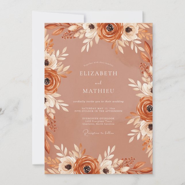 Invitation Mariage Automnal de Rêve Sienne (Devant)