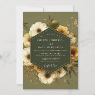 Invitation Mariage Automnal Doré Olives