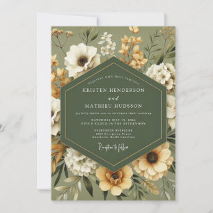 Invitation Mariage Automnal Doré Sauge