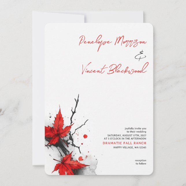 Invitation Mariage Automnal Dramatique (Devant)