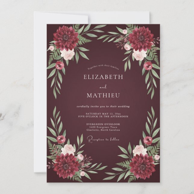 Invitation Mariage Automnal Dramatique à Bordeaux (Devant)