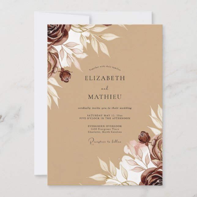Invitation Mariage Automnal D'une Élégance Douce (Devant)