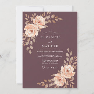 Invitation Mariage Automnal Élégant au Plum