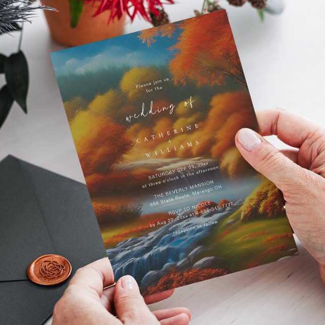 Invitation Mariage automnal en forêt enchantée (Zazzle Romantic Reverie_ Magical Fall Forest Wedding Invitation)