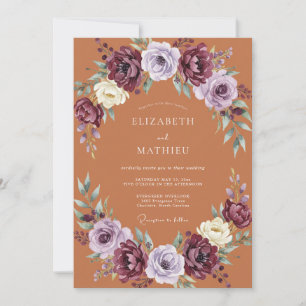 Invitation Mariage Automnal en Terracotta Orné