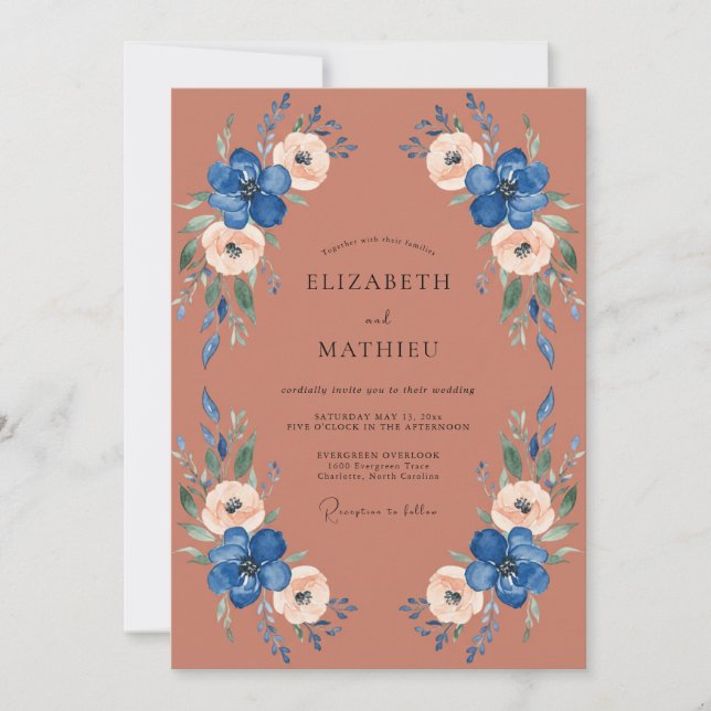 Invitation Mariage Automnal en Terracotta Poli (Devant)