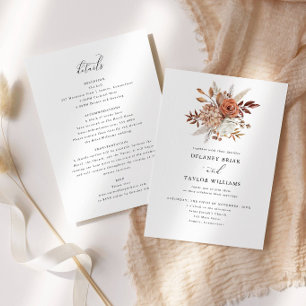 Invitation Mariage Automnal en Une Pièce Floral Rustique