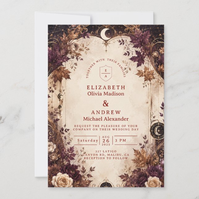 Invitation Mariage Automnal Enchanté sous les Étoiles (Devant)