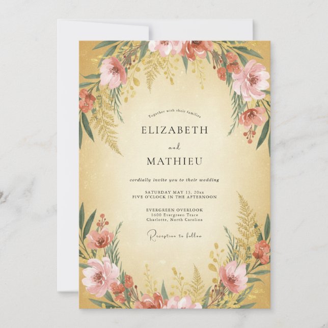 Invitation Mariage Automnal Envoûtant Ambre (Devant)