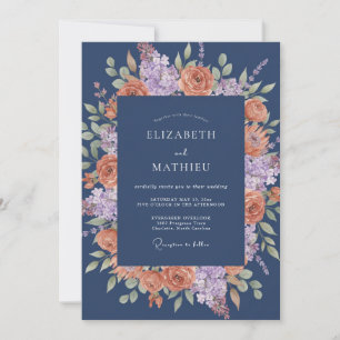 Invitation Mariage Automnal Envoûtant Bleu Nuit