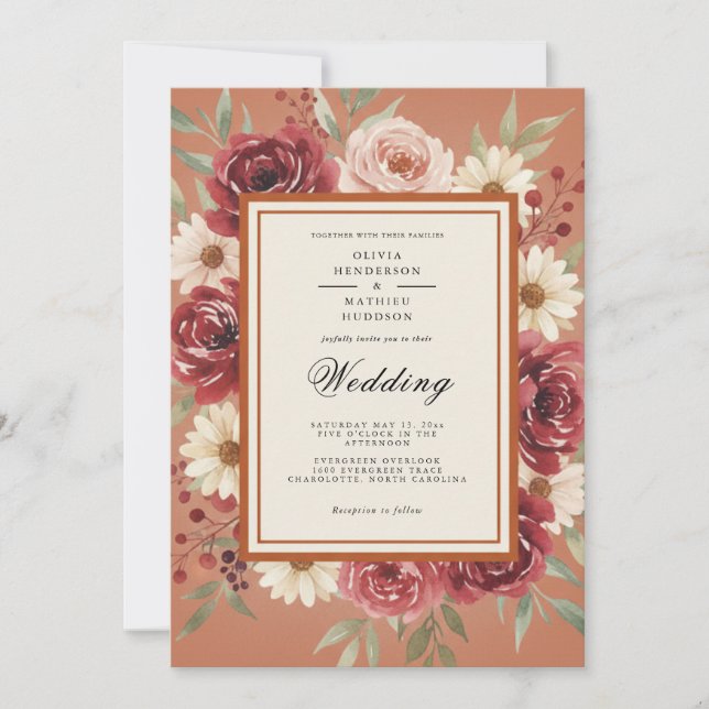 Invitation Mariage Automnal Ethéré en Bourgogne (Devant)