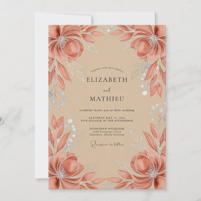 Invitation Mariage Automnal Ethéré en Terracotta (Devant)