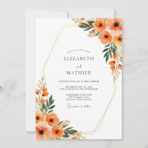 Invitation Mariage Automnal Éthéré Orange