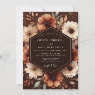 Invitation Mariage Automnal Floral Sépia