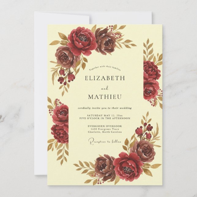Invitation Mariage Automnal Grand Marron (Devant)
