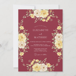 Invitation Mariage Automnal Lustré Bordeaux
