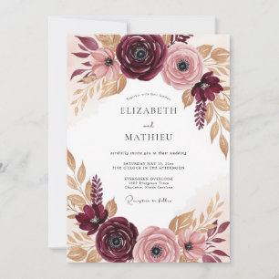 Invitation Mariage Automnal Luxueux Bourgogne