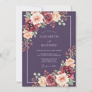 Invitation Mariage Automnal Luxuriant au Plum