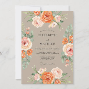 Invitation Mariage Automnal Luxuriant Brun Clair