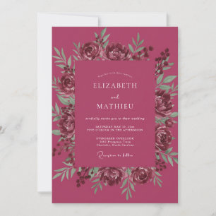 Invitation Mariage Automnal Magenta et Sombre