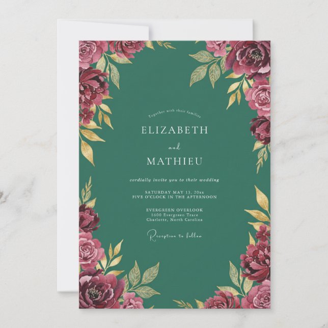 Invitation Mariage Automnal Majestueux (Devant)