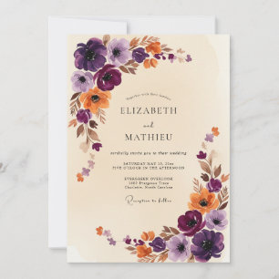 Invitation Mariage Automnal Majestueux aux Prunes