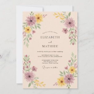 Invitation Mariage Automnal Mauve Assourdi