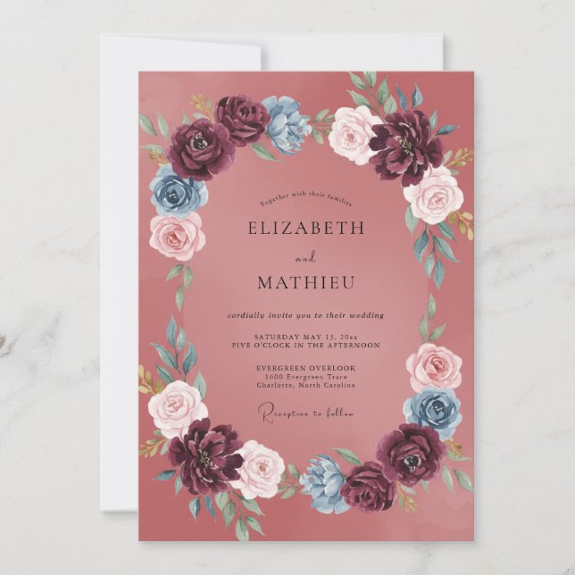 Invitation Mariage Automnal Mauve Opulent (Devant)