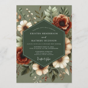 Invitation Mariage Automnal Mélancolique Vert Sauge