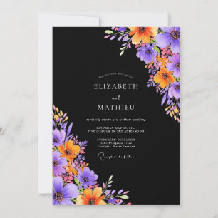 Invitation Mariage Automnal Noir Lustré
