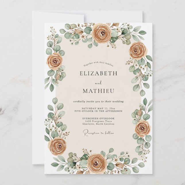 Invitation Mariage Automnal Ochre Généreux (Devant)