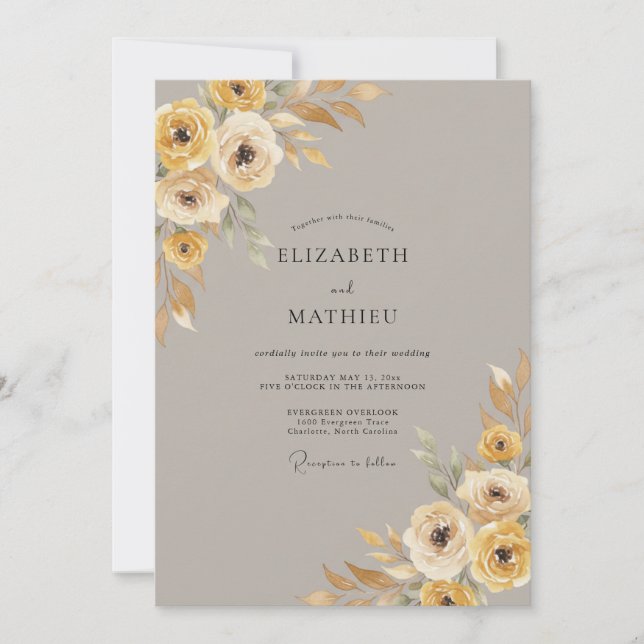 Invitation Mariage Automnal Ocre Poli (Devant)