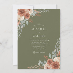 Invitation Mariage Automnal Olives Sombres