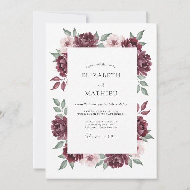 Invitation Mariage Automnal Opulent en Bourgogne (Devant)