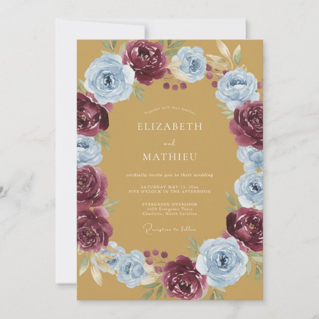 Invitation Mariage Automnal Opulent en Or (Devant)