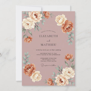 Invitation Mariage Automnal Opulent Rose Poussiéreux