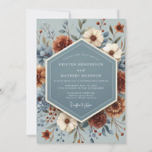 Invitation Mariage Automnal Orange Brûlé Ardoise