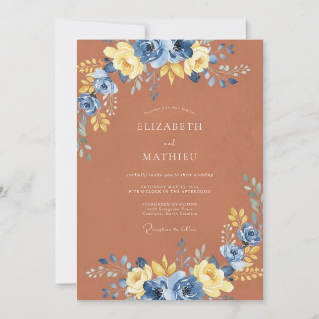 Invitation Mariage Automnal Orange Brûlé Intense (Devant)