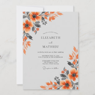 Invitation Mariage Automnal Orange Brûlé Poli