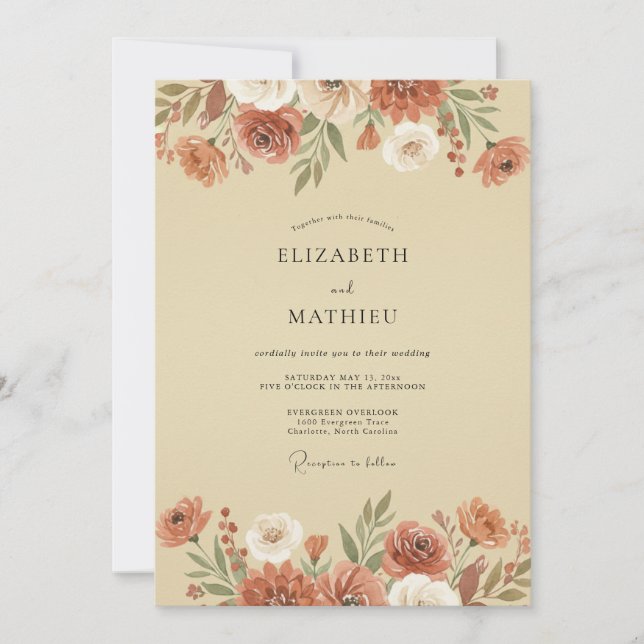 Invitation Mariage Automnal Organique Sienne (Devant)