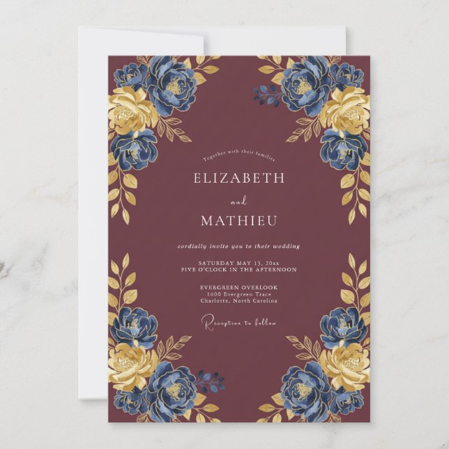 Invitation Mariage Automnal Orné de Bourgogne (Devant)