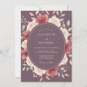 Invitation Mariage Automnal Orné de Mauve