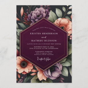 Invitation Mariage Automnal Orné de Prune