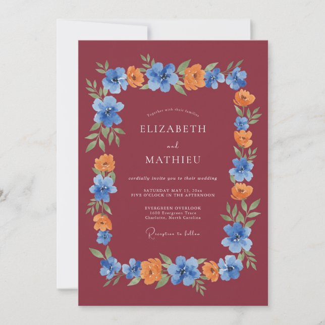 Invitation Mariage Automnal Peintre en Marron (Devant)