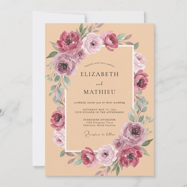 Invitation Mariage Automnal Polished aux Pêches (Devant)