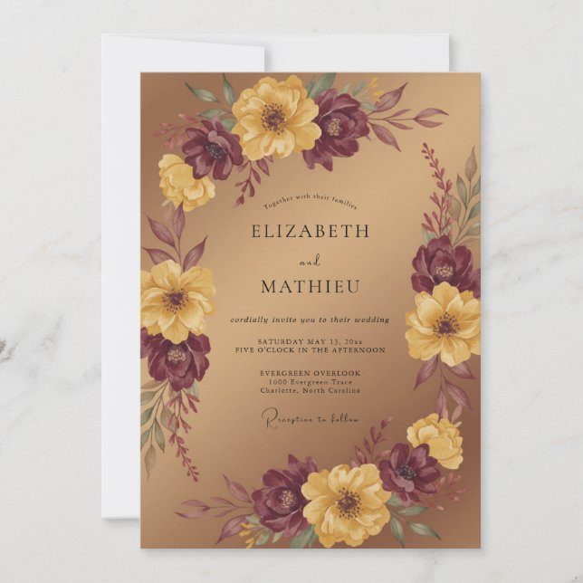 Invitation Mariage Automnal Radieux Bronze (Devant)